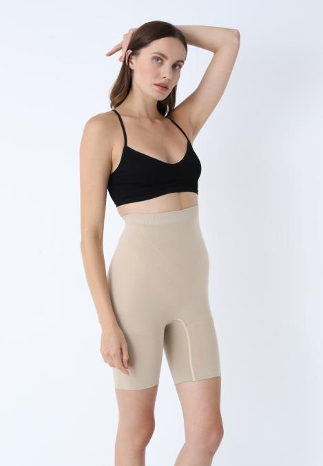 Burtiera Modelatori Scurți cu Talie înaltă,Culoare Bej, Engros